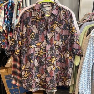 Artistic Patterned Men's Casual Shirt. This is a very BIG medium.